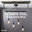 Black Spider Pendant Light Kit with Wood and Pipe Bar Hanging Accessory and 4 Adjustable Arms