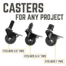 Swivel Caster Wheels for 1" Pipe (4-Pack)