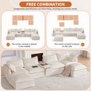 [VIDEO+NEW]131'' Modular Sectional Sofa with Movable Ottoman and Console,Cup Holder,Wide Seat,6 Seat U Shaped Couch,Oversized Chenille Sofa with USB Charger for Living Room,Apartment,2 Colors