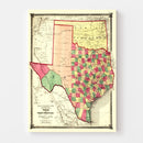 Vintage Map of Texas 1874