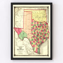 Vintage Map of Texas 1874