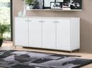72" White Buffet Table with Four Doors