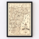 Vintage Map of Vermont 1890