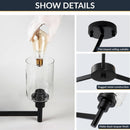 Three Light Black Glass Chandelier For Dining Room And Entryway With Glass Shade