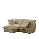 Slipcovered Sectional 2 Seater Sofa Couch with Convertible Ottoman, Wide and Deep Seat L Shaped Sofa with Detachable Cover and Soft Multiple Big Pillows,Camel Corduroy Fabric