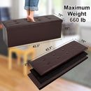 Forty Three Inches Folding Storage Ottoman Bench Brown Leather