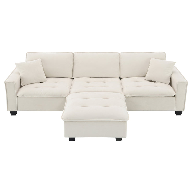 Walker Edison | Suede Modern Sectional L Shape Sofa with Ottoman