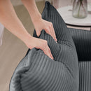 Grey Corduroy 3-Seater L-Shaped Sofa with Ottoman - Comfortable and Stylish for Small Living Rooms
