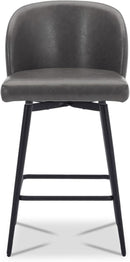 Counter Height Bar Stools Set of 3 26in Grey Faux Leather