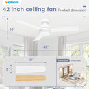 42 Inch Ceiling Fan With Dimmable LED Light And Remote