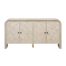 U_Style Luxury Multi-Functional MDF Sideboard– Handwoven Wood Slat Doors, Tiered Stepped Design & Premium Solid Wood Veneer for Hallways, Living Rooms, Studies, and Corridors