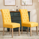 Solid Wood Tufted Parsons Yellow Dining Chair Set Of 2