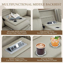 Grey Power Reclining Sofa With Fold Down Table Usb Type C