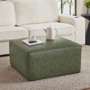 Square PU Leather Ottoman,Green
