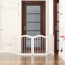 27.6' Height Tall Freestanding Pet Gate, 4 Panels Foldable Dog Gate, Solid Wood Folding Safety Fence Wooden Dog Gate with 2 pcs Support Feet Ideal for Stairs, Doorways, Halls, Kitchens, Heavy Duty Gat