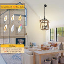 4 Light Farmhouse Chandelier With Rustic Wood Cage Light