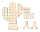 Unfinished Wood Cactus Standing Peg Board  | Standing Wood Peg Board | 1/2" & 1/4" Thick Wood | up to 40"