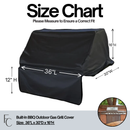 Built-In BBQ Outdoor Gas Grill Cover 36"L x 30"D x 16"H Vinyl Black
