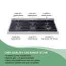 Akicon 36" Stainless Steel Range Hood with 600 CFM Insert & 6-Burner Gas Range Combo – Powerful Ventilation, Convection Oven, Multiple Finishes