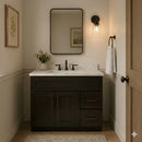 36 Inch Espresso Shaker Single Sink Bathroom Vanity with Drawers on the Right