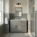 36 Inch Grey Shaker Single Sink Bathroom Vanity with Drawers on the Right