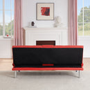 67-inch Red Leather Multifunctional Double Folding Sofa Bed with Coffee Table for Office Use