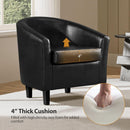 Black Synthetic Leather Barrel Armchairs With Cushions