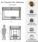 Twin Bunk Bed Black With Stable Ladder For Adults And Teens