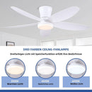 36 Inch White Ceiling Fan With Dimmable LED Remote App Control Energy Efficient