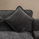 Modern Chenille Upholstered Sectional Sofa with Ottomans, USB Ports, Cup Holders, and Storage in Grey