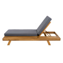 LOUNGE CHAISE SET,SPACE AVAILABLE ON ONE SIDE, ACACIA WOOD WITH WATER-RESISTANT LOUNGE CUSHIONS (Dark Grey/ & 4 INCH THICK) - MATCHING CREAM VERSION AVAILABLE
