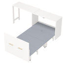 Twin Size Murphy Cabinet Bed with Adjustable Position Desk, Murphy Chest Dresser Bed with Foldable Cushion for Guest Room,Small Space, White