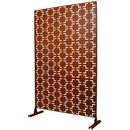 Outdoor & Indoor Privacy Screen Metal Privacy Screen 76' H×48' W, Freestanding Decorative Privacy Screen for Deck Balcony Patio, Rust Red Steel