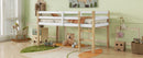 Solid Wooden, Rubber Wooden Twin Loft Bed with Ladder, Bed Platform of Strengthened Slats,Natural-white