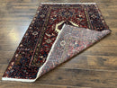 Persian Karajeh Rug 5x6, Antique Heriz Carpet, Geometric, Persian Tribal Rug, Brick Red Navy Blue