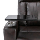 Premium Power Recliner with Storage Arms, Cupholders, Swivel Tray Table and Cell Phone Stand, Brown PU Leather, 35'' x 29.9'' x 41.2''