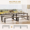 Dining Table Set For 4 With 2 Benches Gray Finish Modern