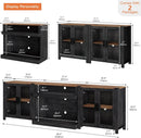 Two In One 100 Inch TV Stand Farmhouse Entertainment Center Dark Walnut And Black