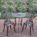 Cast Aluminum Metal Antique Bronze 3 Piece Patio Rose Bistro Set
