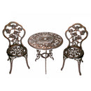 Cast Aluminum Metal Antique Bronze 3 Piece Patio Rose Bistro Set