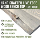 RESTORE Riverstone Grey Solid Live Edge Wood Accent Bench