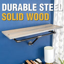 36 in. Wall Mounted Clothing Rack with Wood Shelf, Riverstone Grey