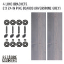 RESTORE Riverstone Grey 24 in. Shelves with L-Shaped Brackets