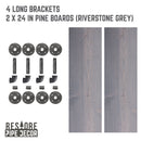 RESTORE Riverstone Grey 24 in. Shelves with L-Shaped Brackets