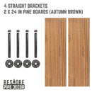 RESTORE Autumn Brown 24 in. Shelves with Straight Brackets