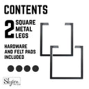 12 in. Skyline Matte Black Square Metal Landscape Coffee Table Legs - 2 Pack