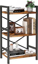 Rustic Brown 3 Tier Metal Bookshelf For Living Room