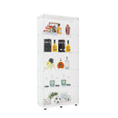Two Door Glass Cabinet Glass Display Cabinet with 5 Shelves, White