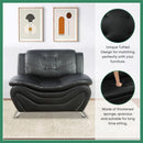 Leather Sofa Set 3 Piece With Loveseat And Armchair For Living Room Black
