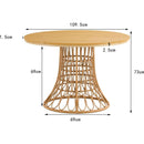 Outdoor dining simple bamboo chair table, PE ratten round table 110CM plastic wood top